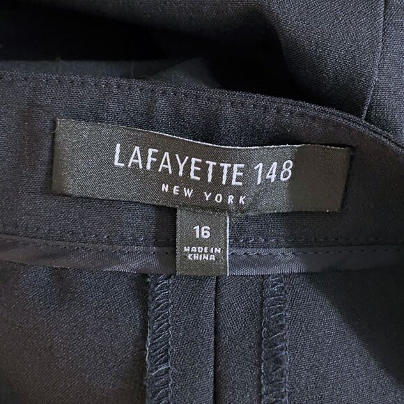 Lafayette 148 Trouser Pants Size 16 Navy Blue Wool Blend Stretch Classic Career - Picture 3 of 4